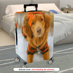 1-Piece Cute Dog Orange Winter Snow Festive  Suitcase Luggage Cover, Stretch Protective Sleeve