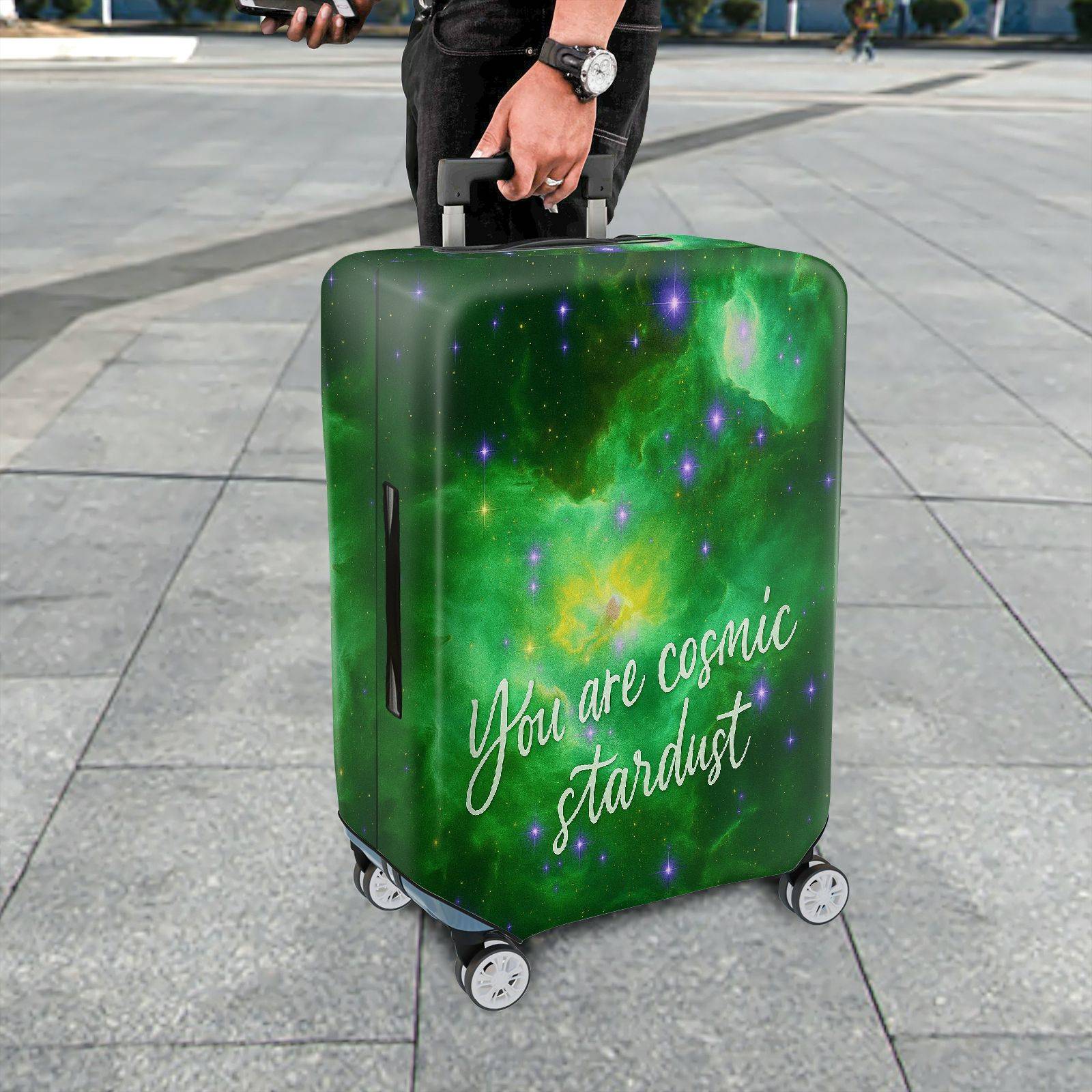 1-Piece Cosmic Stardust Galaxy Universe Inspirational Nebula  Suitcase Luggage Cover, Stretch Protective Sleeve