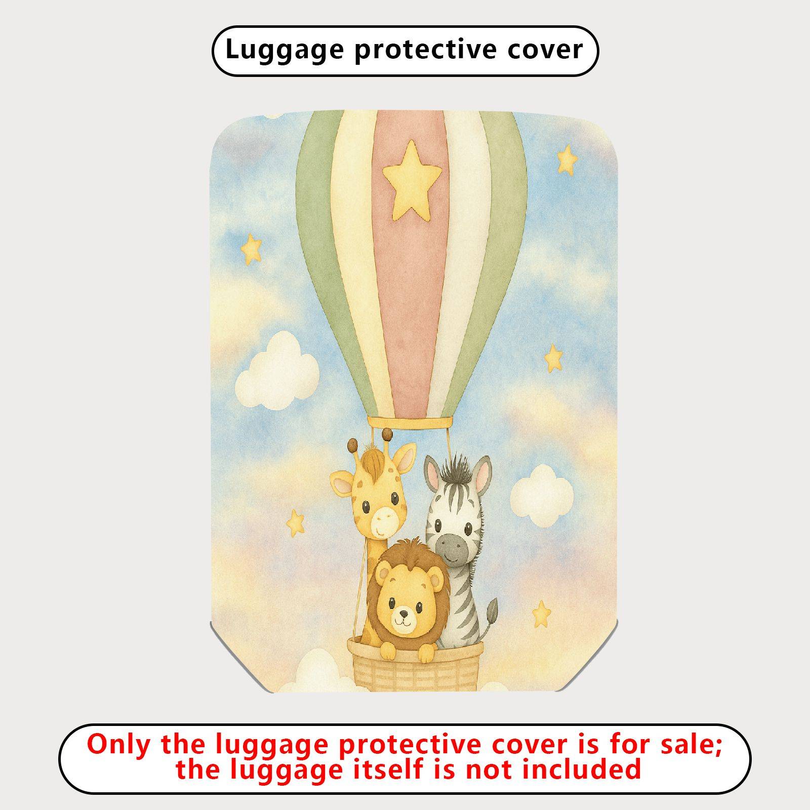 1-Piece Animal Hot Air Balloon Star Cloud Sky  Suitcase Luggage Cover, Stretch Protective Sleeve