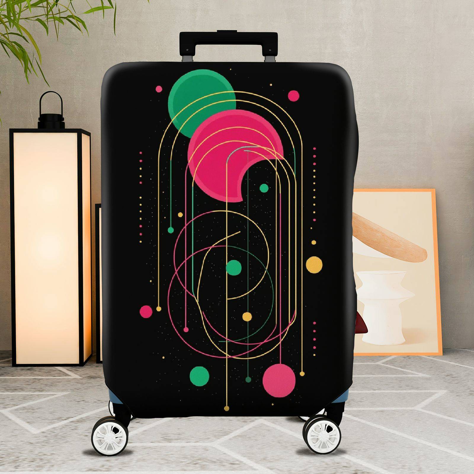 1-Piece Colorful Geometric Abstract Artistic Modern Chic  Suitcase Luggage Cover, Stretch Protective Sleeve