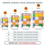 1-Piece Colorful Abstract Geometric Vibrant Pattern Square  Suitcase Luggage Cover, Stretch Protective Sleeve