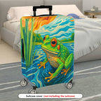 1-Piece Colorful Frog Nature Artistic Water Vibrant  Suitcase Luggage Cover, Stretch Protective Sleeve