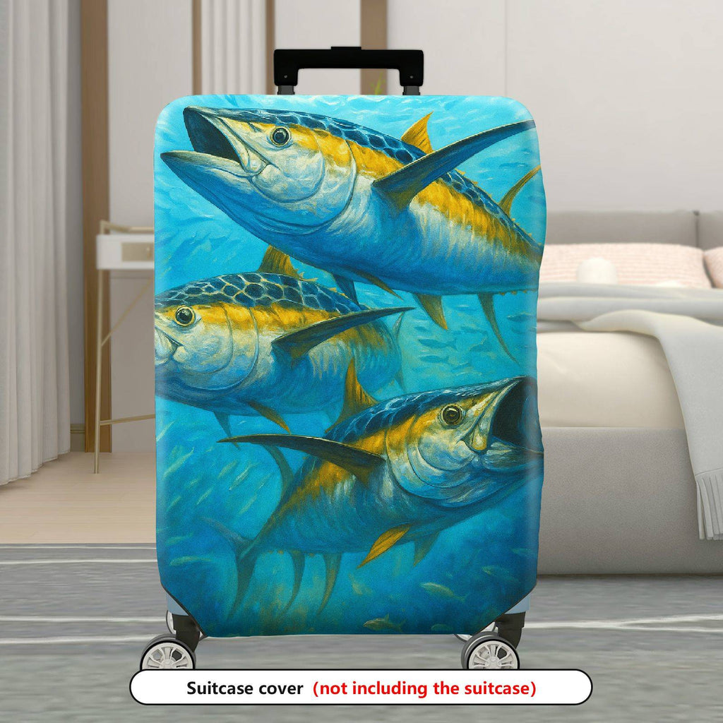 1-Piece Ocean Fish Blue Artistic Vibrant Sea Life Travel  Suitcase Luggage Cover, Stretch Protective Sleeve