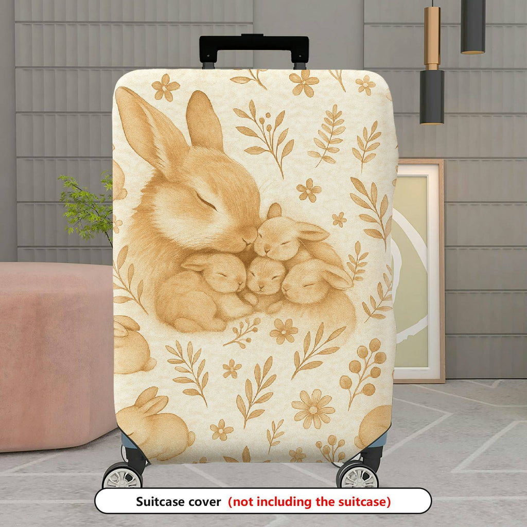 1-Piece Rabbit Floral Cute Adorable Animal Spring  Suitcase Luggage Cover, Stretch Protective Sleeve