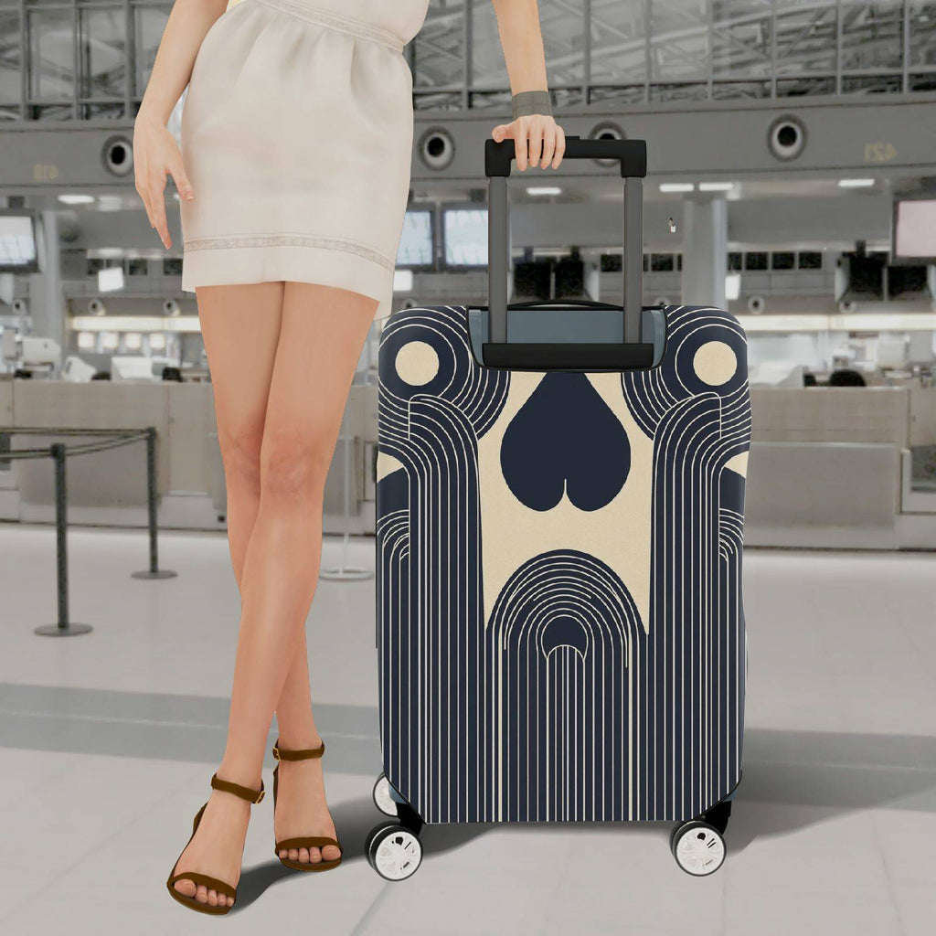 1-Piece Geometric Abstract Art Deco Streamlined Retro Vintage  Suitcase Luggage Cover, Stretch Protective Sleeve