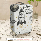 1-Piece Rocket Space Cosmic Star Moon Dream  Suitcase Luggage Cover, Stretch Protective Sleeve