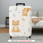 1-Piece Cute Fox Star Moon Floral Sky  Suitcase Luggage Cover, Stretch Protective Sleeve