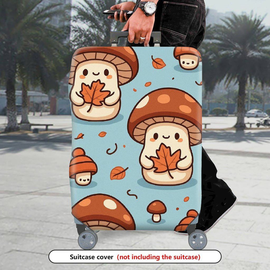 1-Piece Cute Mushroom Autumn Leaf  Printed  Suitcase Luggage Cover, Stretch Protective Sleeve
