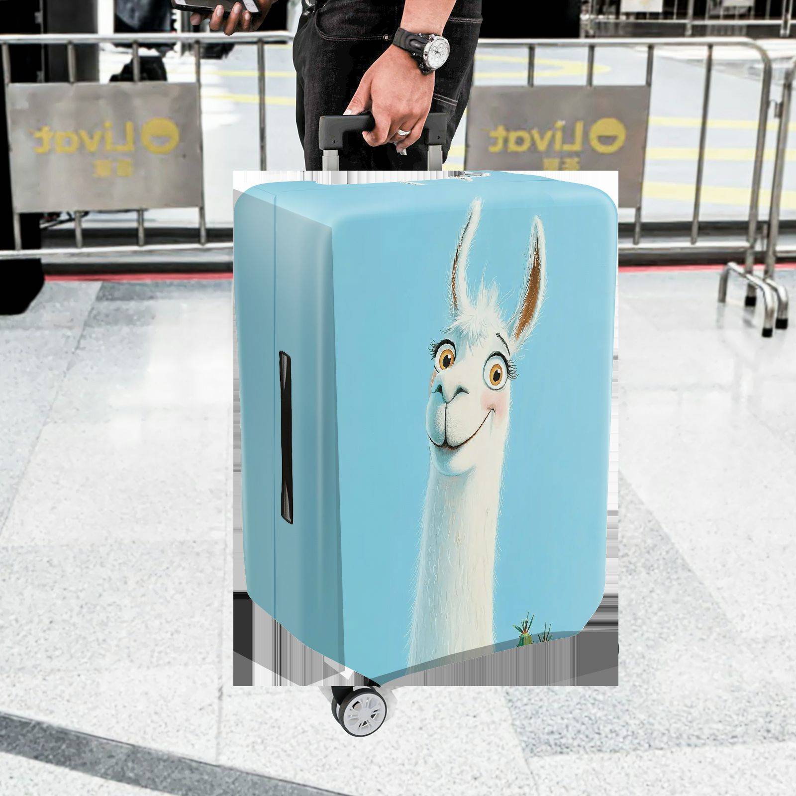 1-Piece Animal Travel Fun Happy Llama  Suitcase Luggage Cover, Stretch Protective Sleeve