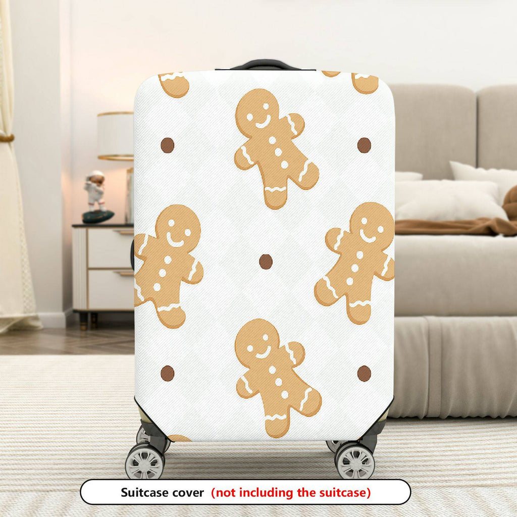 1-Piece Gingerbread Man Holiday Christmas Winter Festive  Suitcase Luggage Cover, Stretch Protective Sleeve