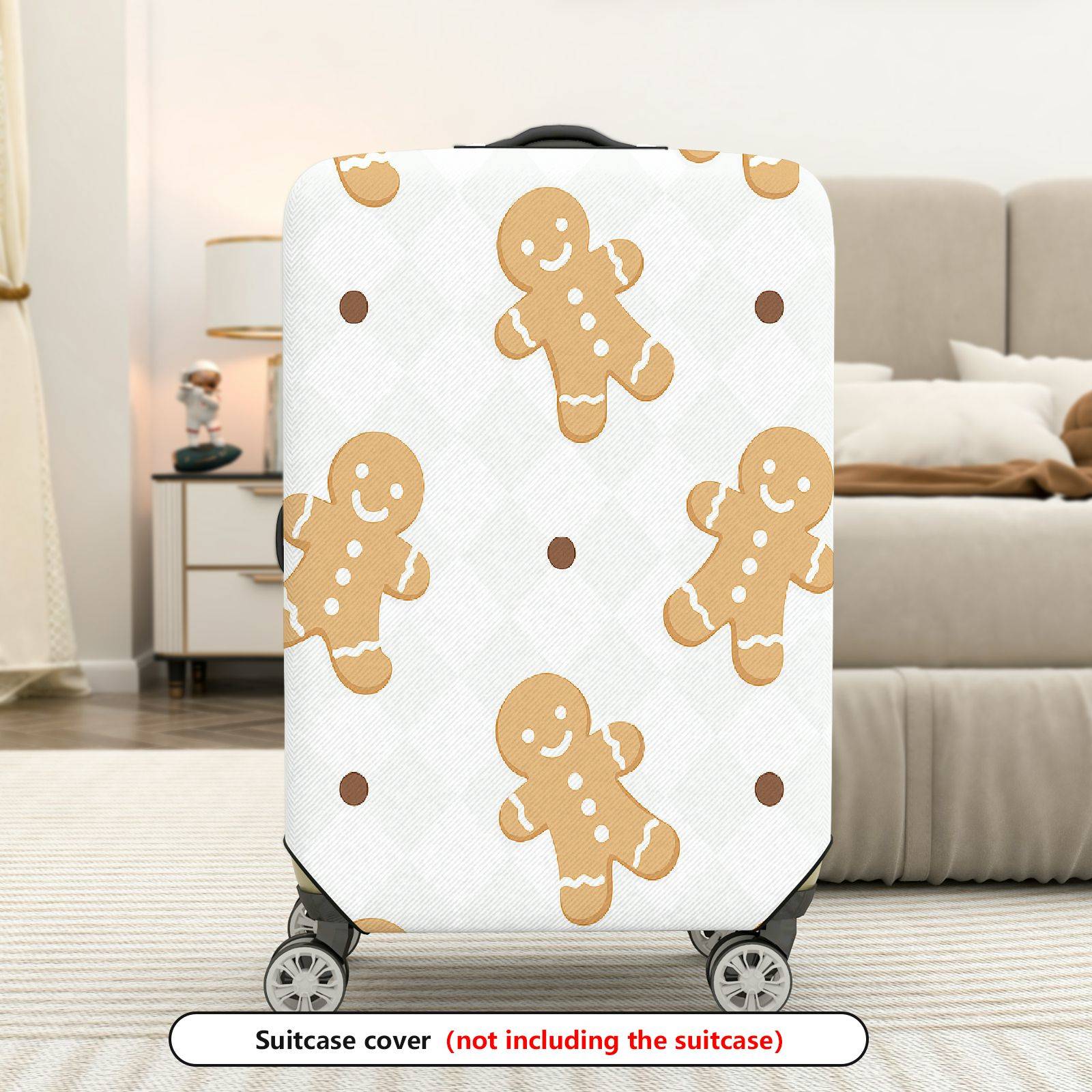 1-Piece Gingerbread Man Holiday Christmas Winter Festive  Suitcase Luggage Cover, Stretch Protective Sleeve