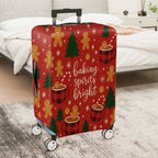 1-Piece Christmas Holiday Winter Gingerbread Coffee Tree  Suitcase Luggage Cover, Stretch Protective Sleeve