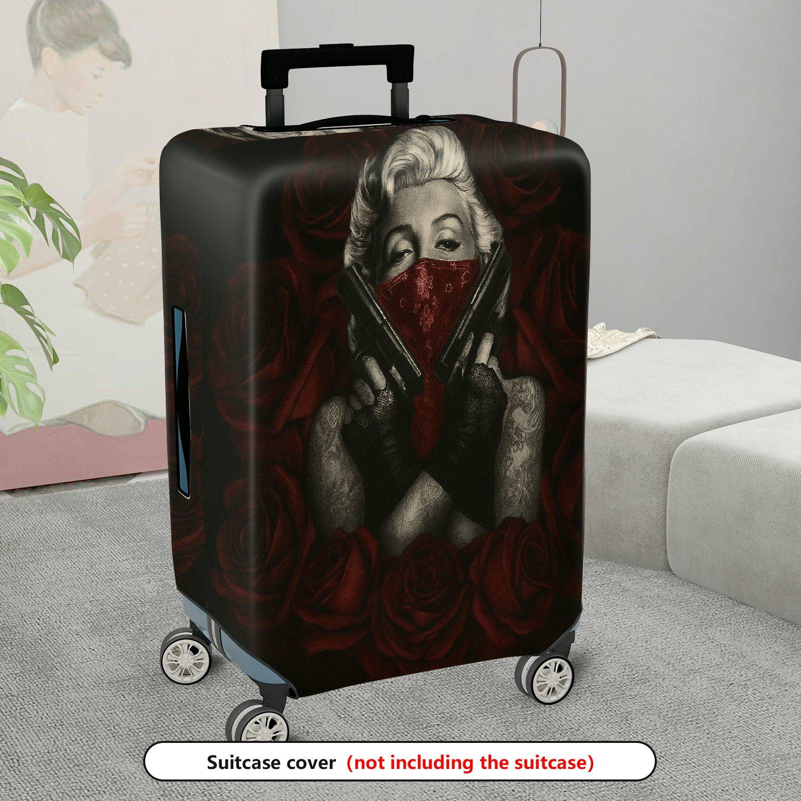 1-Piece Retro Dark Floral Mysterious Elegant Chic  Suitcase Luggage Cover, Stretch Protective Sleeve