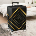 1-Piece Black Gold Geometric Diamond Elegant Stylish Modern  Suitcase Luggage Cover, Stretch Protective Sleeve