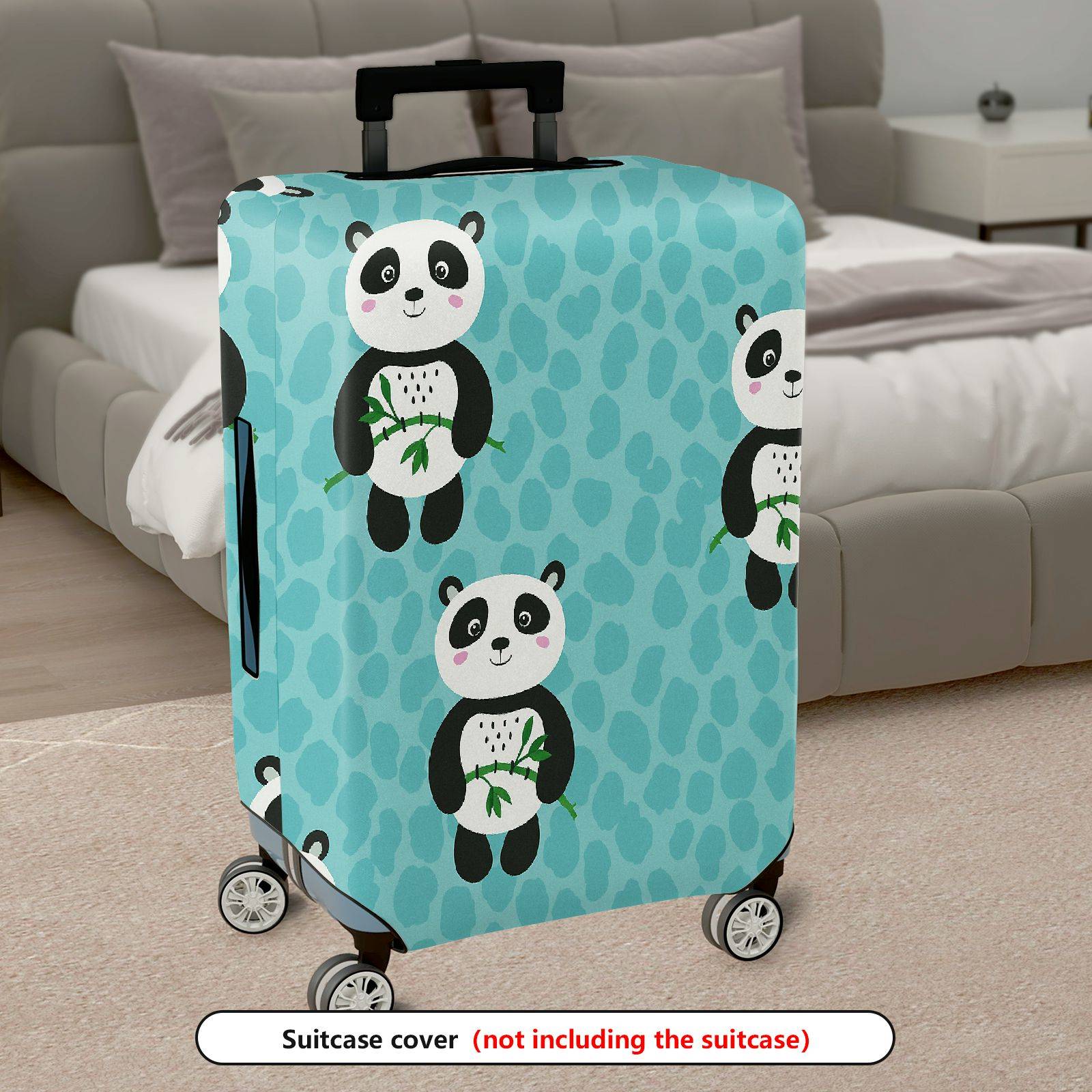 1-Piece Cute Panda Animal Pattern Blue Travel  Suitcase Luggage Cover, Stretch Protective Sleeve