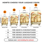 1-Piece Hedgehog Christmas Holiday Cute Family Santa  Suitcase Luggage Cover, Stretch Protective Sleeve