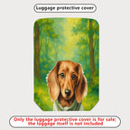 1-Piece Cute Dog Forest Green Artistic  Suitcase Luggage Cover, Stretch Protective Sleeve