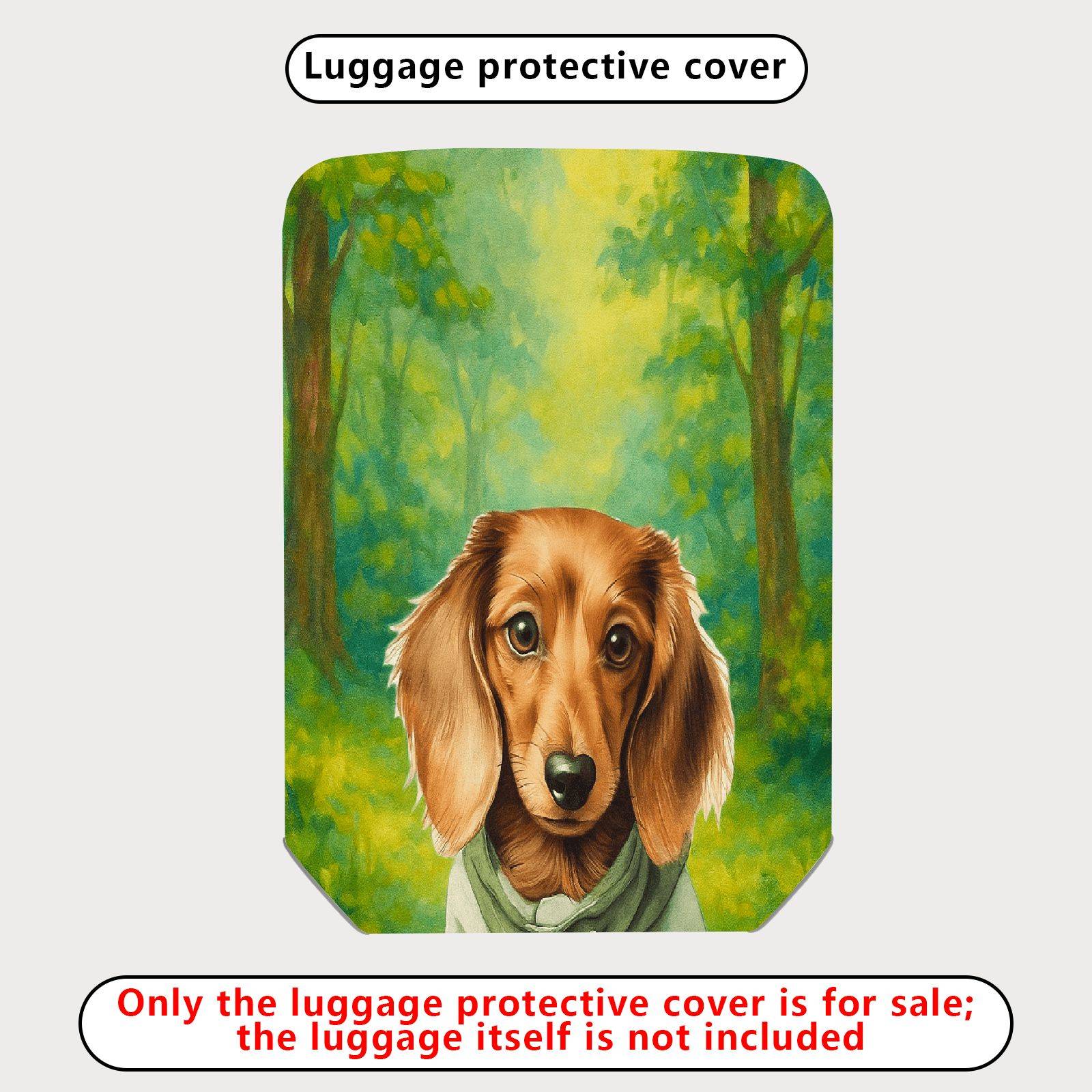 1-Piece Cute Dog Forest Green Artistic  Suitcase Luggage Cover, Stretch Protective Sleeve