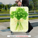 1-Piece Clover Green Floral Ribbon Luck Retro Holiday  Suitcase Luggage Cover, Stretch Protective Sleeve