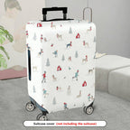 1-Piece Snowy Landscape Holiday Dog Winter Christmas Tree  Suitcase Luggage Cover, Stretch Protective Sleeve