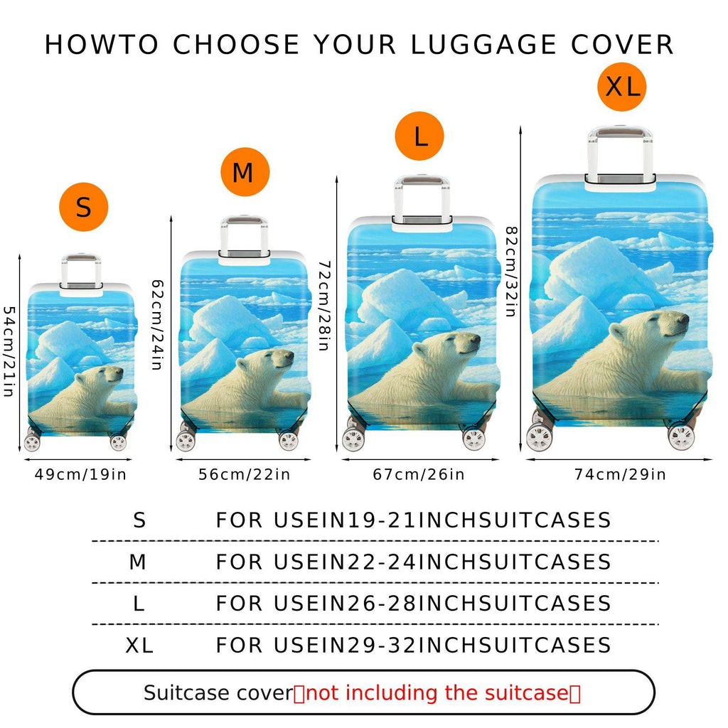 1-Piece Arctic Polar Bear Ice Ocean Scenery Nature  Suitcase Luggage Cover, Stretch Protective Sleeve