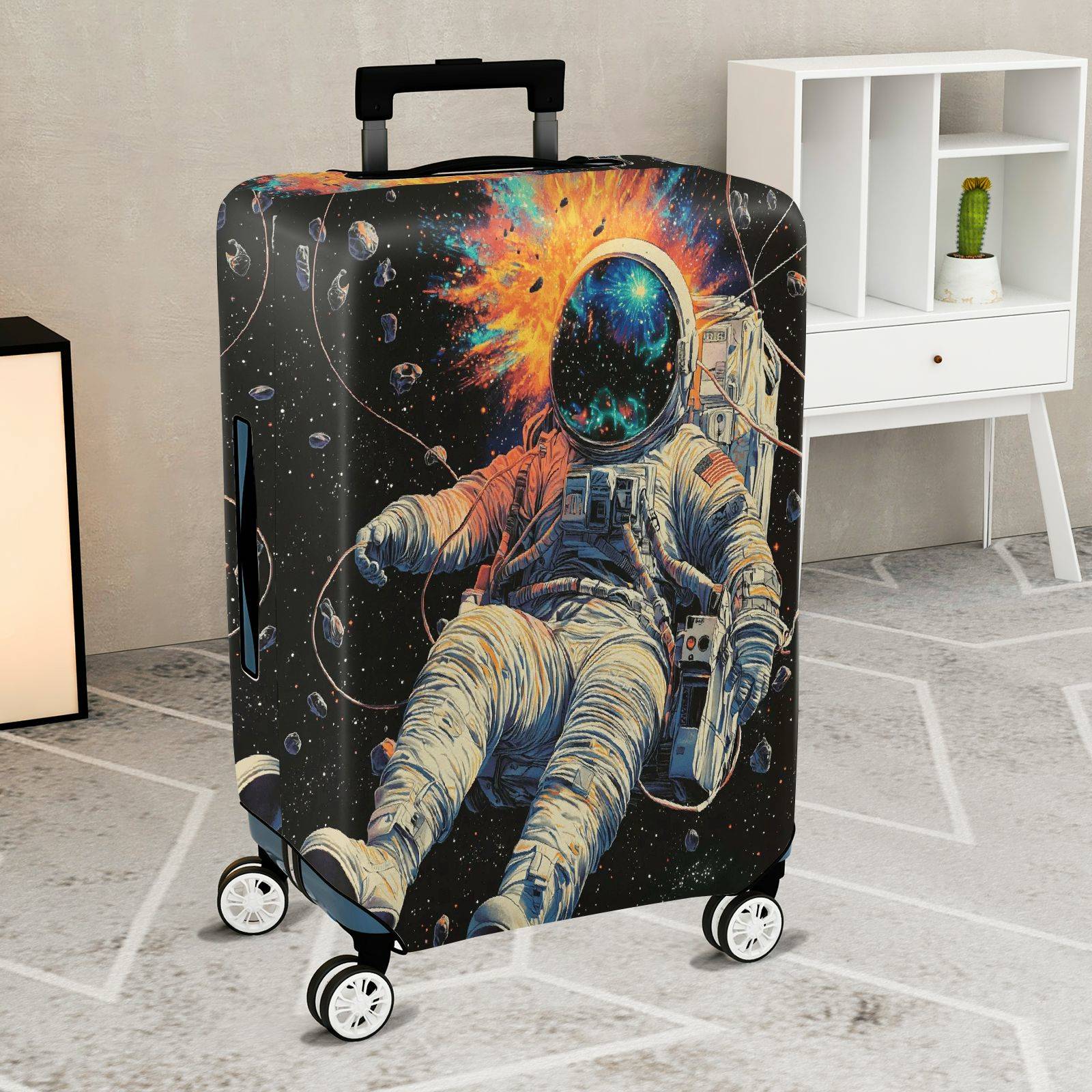 1-Piece Cosmic Astronaut Explosion Galaxy Universe Outer Space  Suitcase Luggage Cover, Stretch Protective Sleeve
