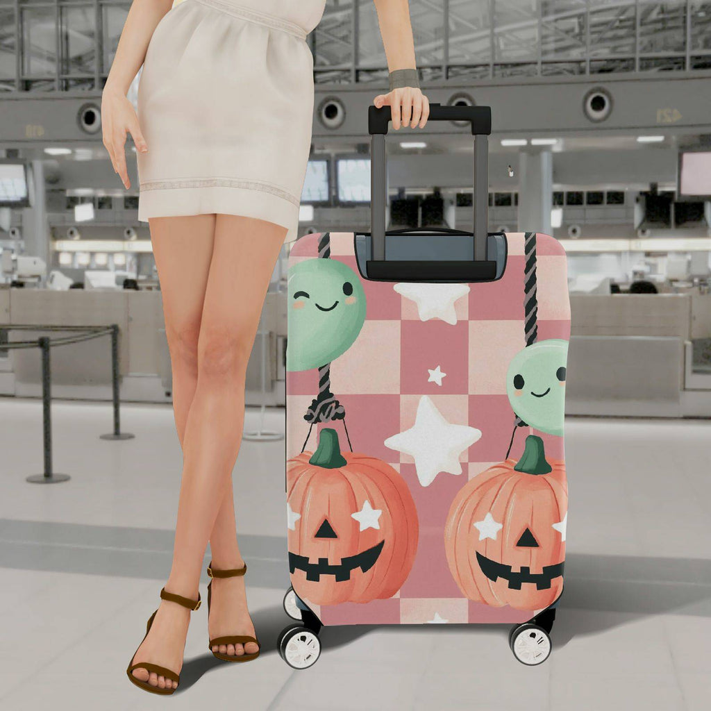 1-Piece Cute Pumpkin Balloon Star Ghost Halloween  Suitcase Luggage Cover, Stretch Protective Sleeve