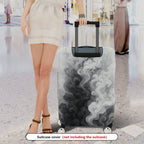 1-Piece Abstract Black White Smoke Cloud Swirl Artistic  Suitcase Luggage Cover, Stretch Protective Sleeve