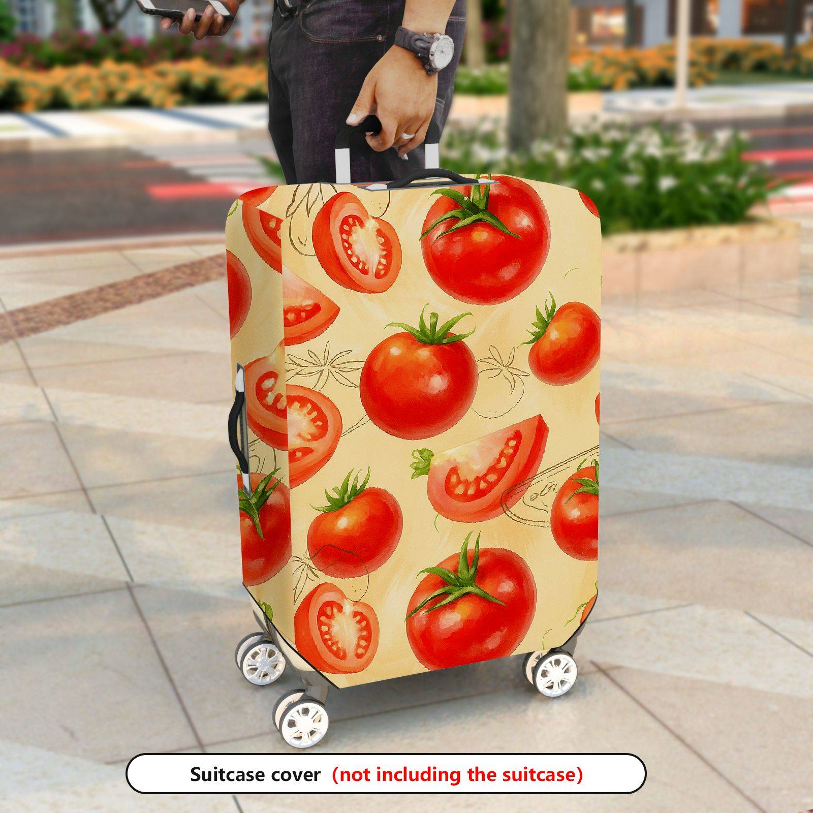 1-Piece Tomato Pattern Bright Red Juicy Fresh Artistic  Suitcase Luggage Cover, Stretch Protective Sleeve