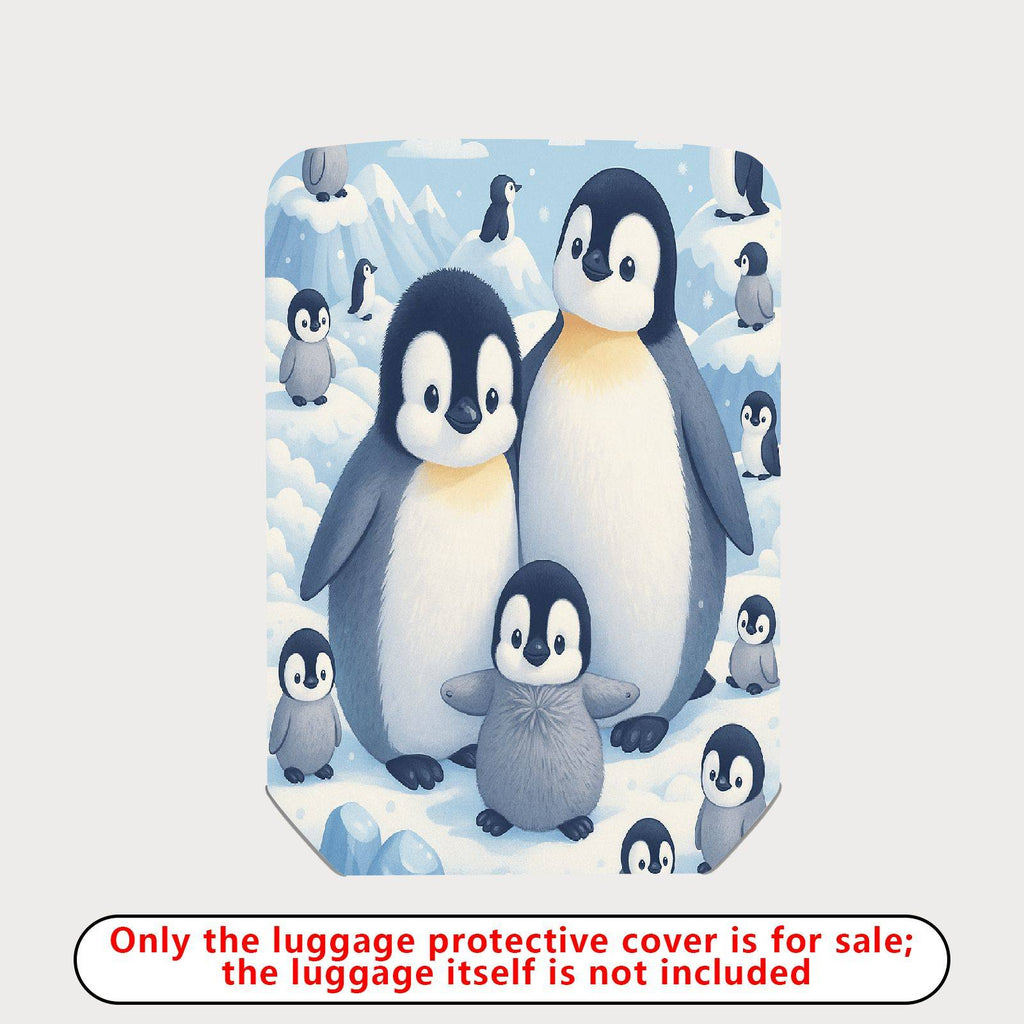 1-Piece Penguin Family Snow Ice Winter Cute Animal  Suitcase Luggage Cover, Stretch Protective Sleeve