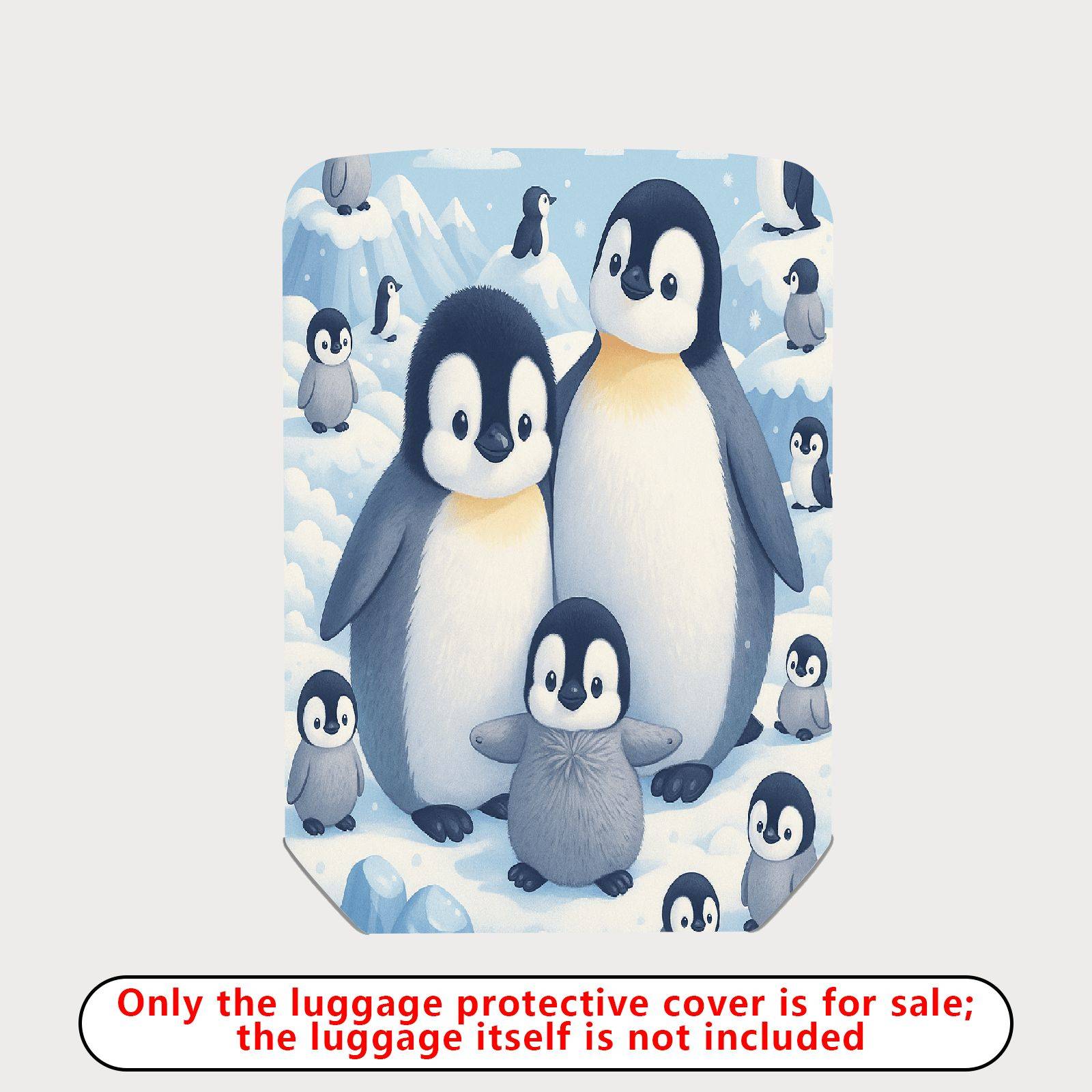 1-Piece Penguin Family Snow Ice Winter Cute Animal  Suitcase Luggage Cover, Stretch Protective Sleeve