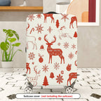 1-Piece Christmas Holiday Deer Snowflakes Bells Ornaments  Suitcase Luggage Cover, Stretch Protective Sleeve