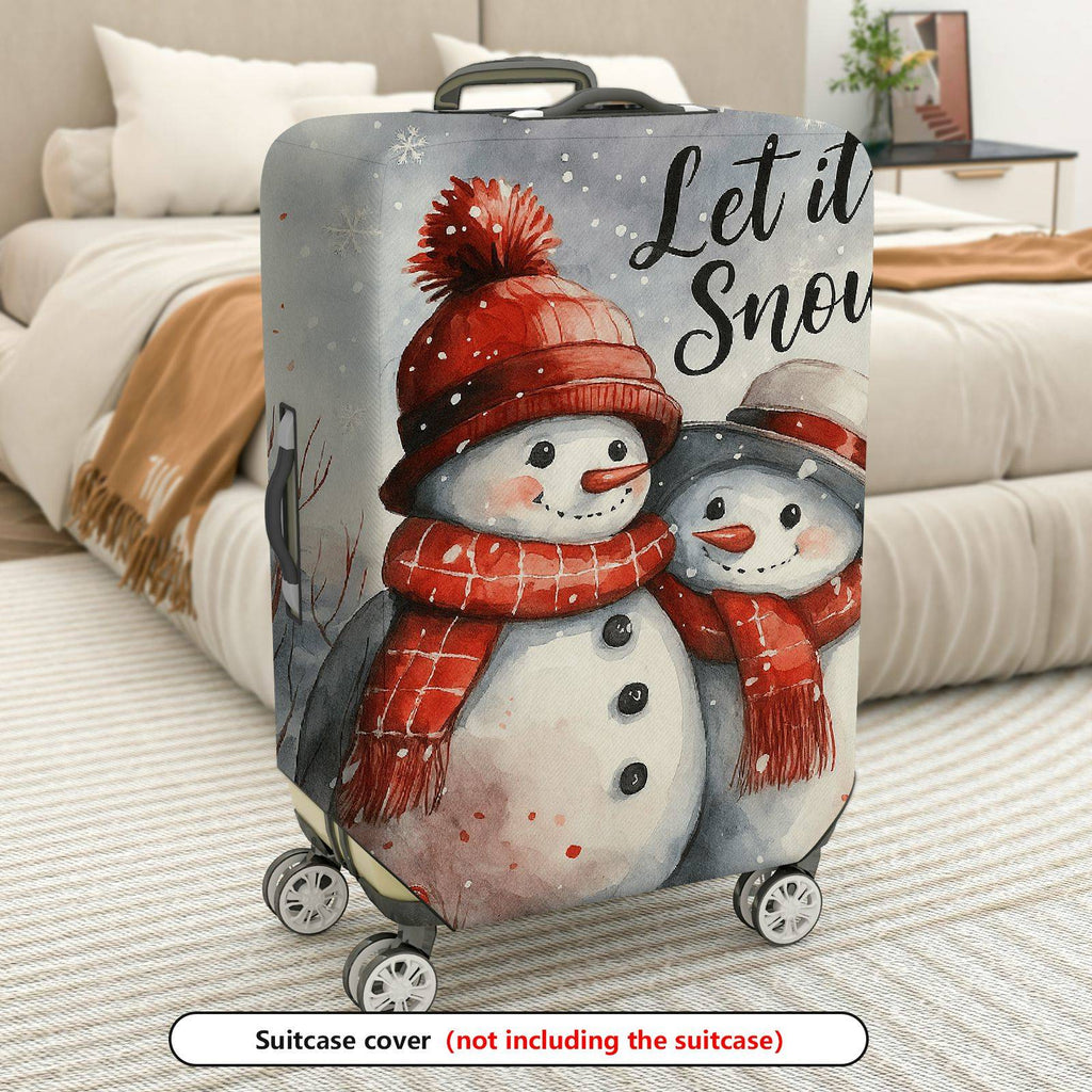 1-Piece Snowman Winter Christmas Holiday Festive  Suitcase Luggage Cover, Stretch Protective Sleeve