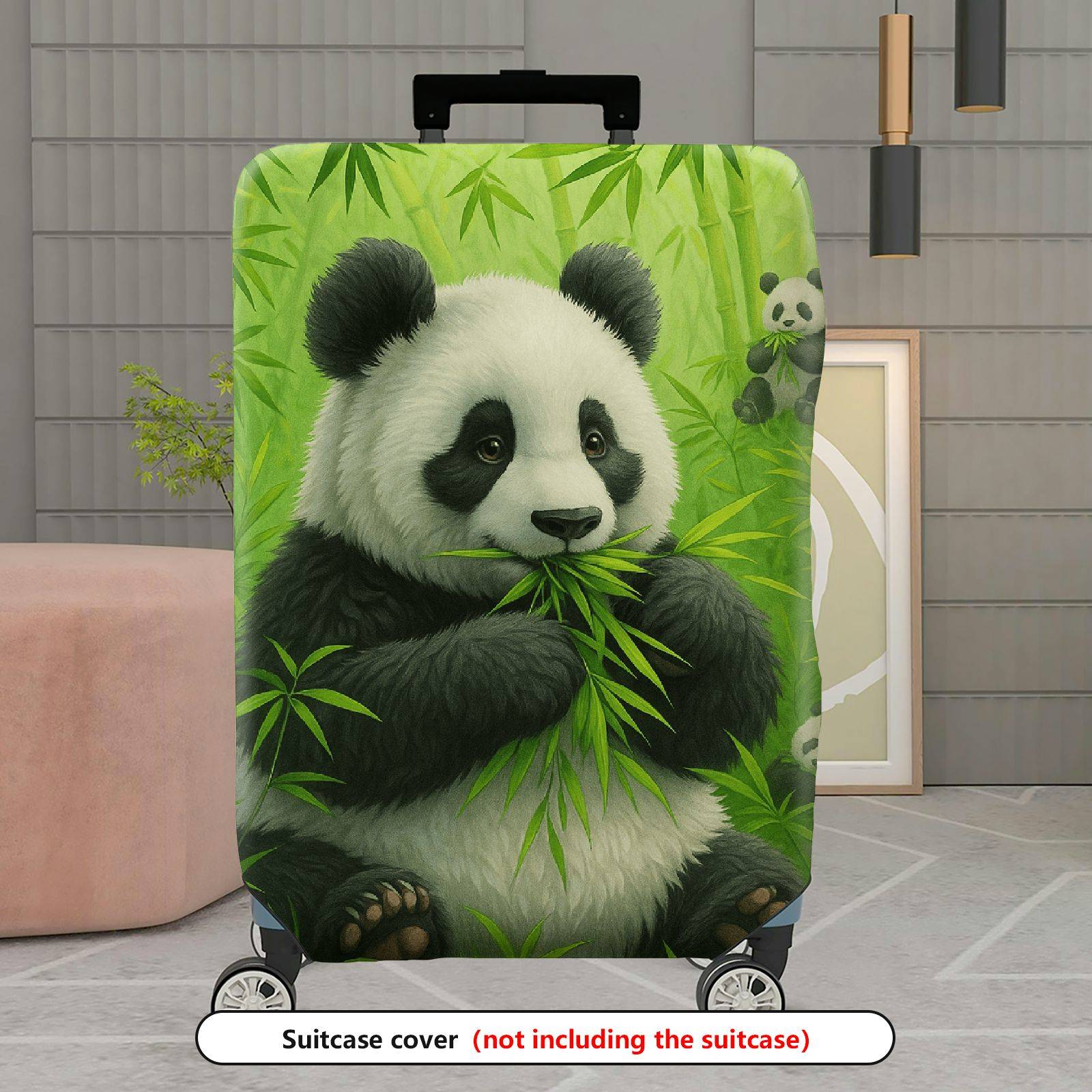 1-Piece Panda Bamboo Green Forest Cute Playful Lively  Suitcase Luggage Cover, Stretch Protective Sleeve