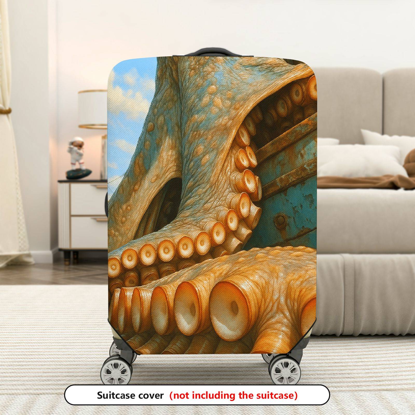 1-Piece Octopus Nautical Artistic Vibrant Unique Marine  Suitcase Luggage Cover, Stretch Protective Sleeve