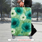1-Piece Green Floral Nature Abstract Artistic  Suitcase Luggage Cover, Stretch Protective Sleeve