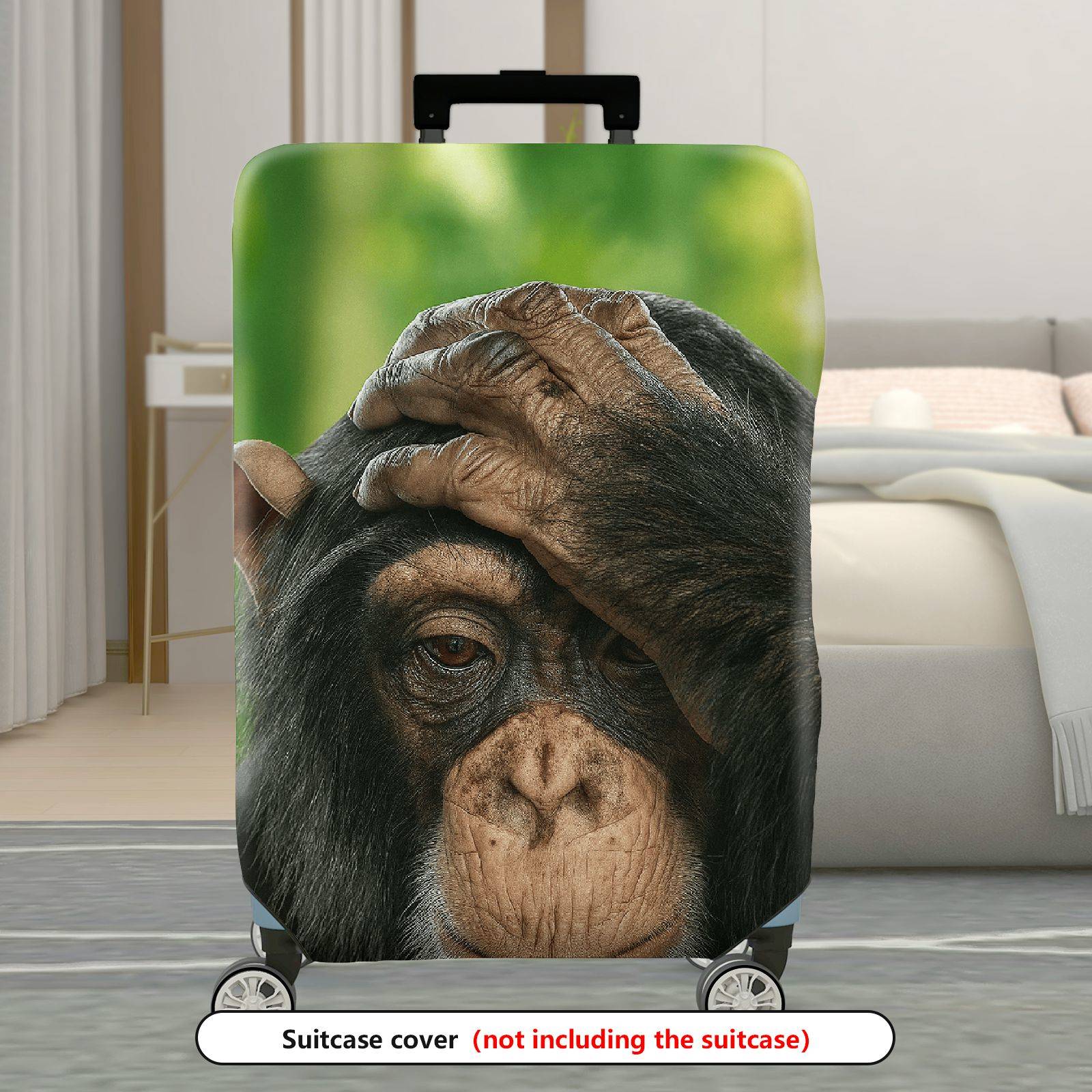 1-Piece Cute Monkey Forest Green Animal Nature Funny  Suitcase Luggage Cover, Stretch Protective Sleeve