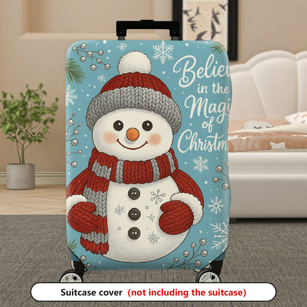 1-Piece Snowman Christmas Winter Holiday Festive Cheer  Suitcase Luggage Cover, Stretch Protective Sleeve