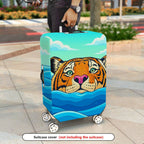 1-Piece Tiger Ocean Waves Sky Clouds Artistic  Suitcase Luggage Cover, Stretch Protective Sleeve