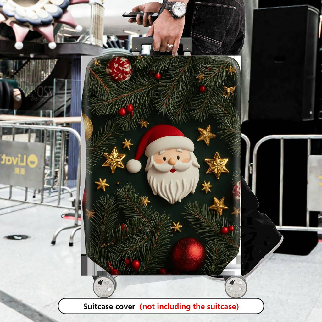 1-Piece Santa Claus Christmas Festive Holiday Ornaments  Suitcase Luggage Cover, Stretch Protective Sleeve