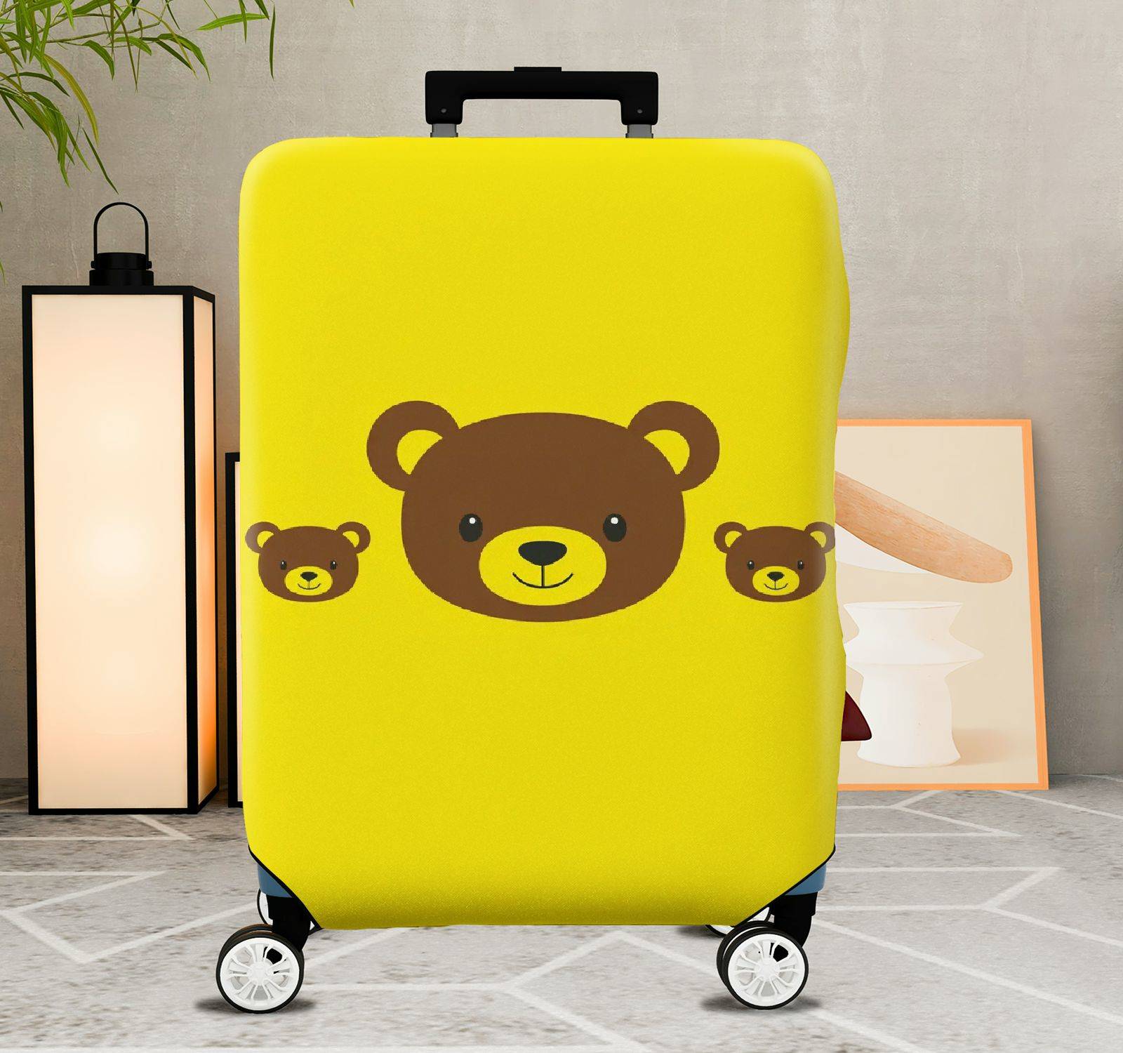1-Piece Cute  Bear Yellow Animal Pattern  Suitcase Luggage Cover, Stretch Protective Sleeve