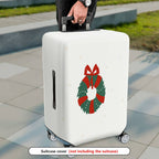 1-Piece Christmas Wreath Bow Snowflakes Holiday  Suitcase Luggage Cover, Stretch Protective Sleeve