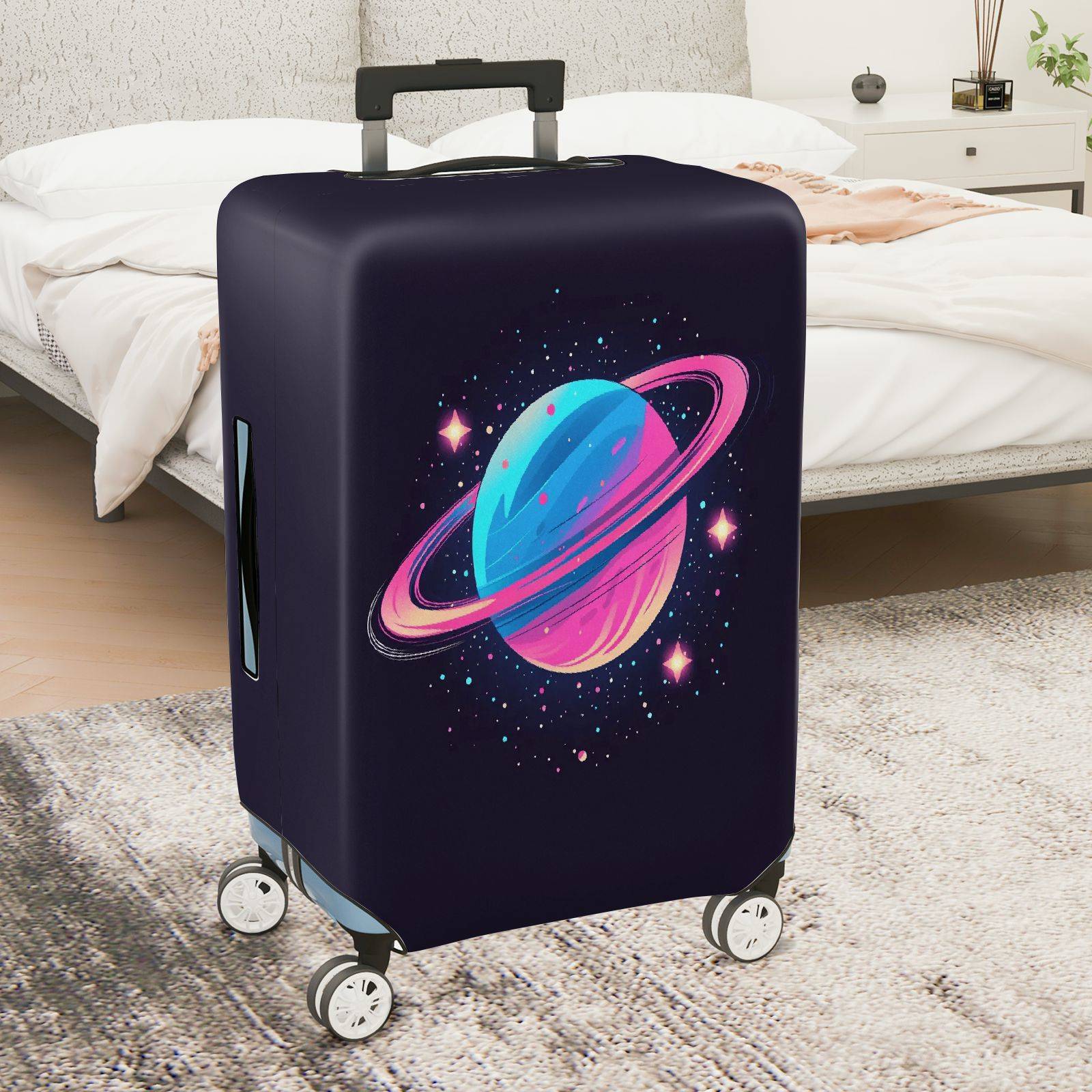 1-Piece Space Planet Star Galaxy Cosmic Astronaut  Suitcase Luggage Cover, Stretch Protective Sleeve