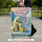 1-Piece Arctic Polar Bear Family Scenic Sunset Iceberg Wilderness  Suitcase Luggage Cover, Stretch Protective Sleeve