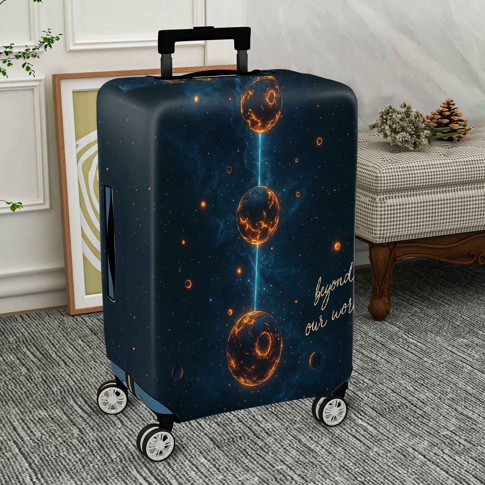 1-Piece Cosmic Galaxy Space Planet Pattern  Suitcase Luggage Cover, Stretch Protective Sleeve