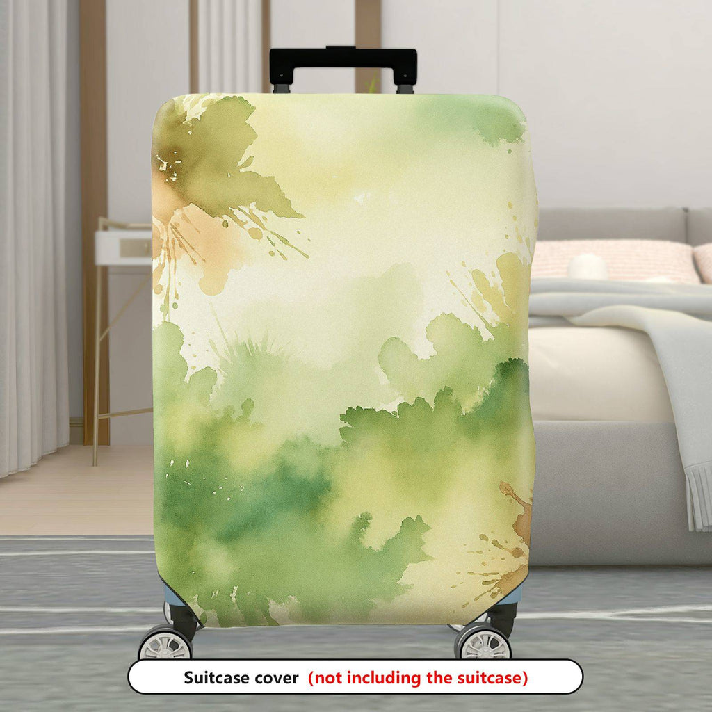 1-Piece Abstract Nature Green Watercolor Painting  Suitcase Luggage Cover, Stretch Protective Sleeve