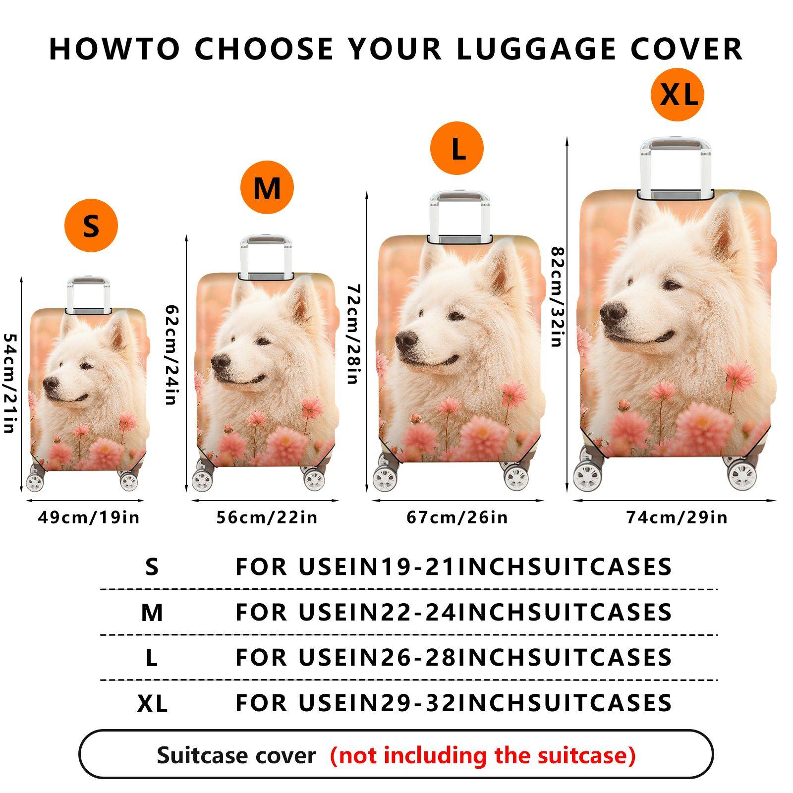 1-Piece Floral Dog Nature Pink Cute Animal  Suitcase Luggage Cover, Stretch Protective Sleeve