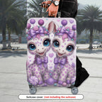 1-Piece Cute Giraffe Purple Bow Heart Candy Fantasy Animal  Suitcase Luggage Cover, Stretch Protective Sleeve