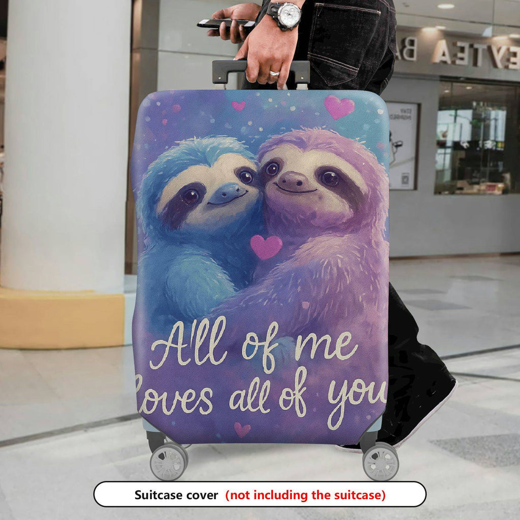 1-Piece Cute Romantic Sloth Heart Love Travel  Suitcase Luggage Cover, Stretch Protective Sleeve