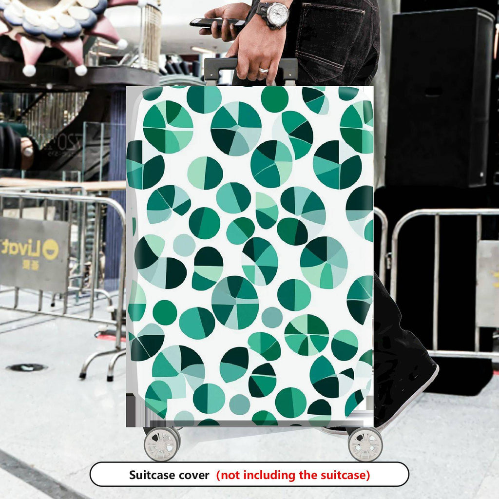1-Piece Geometric Green Blue Circular Artistic Modern  Suitcase Luggage Cover, Stretch Protective Sleeve